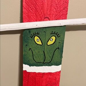 Handcrafted Grinch Wooden Decor